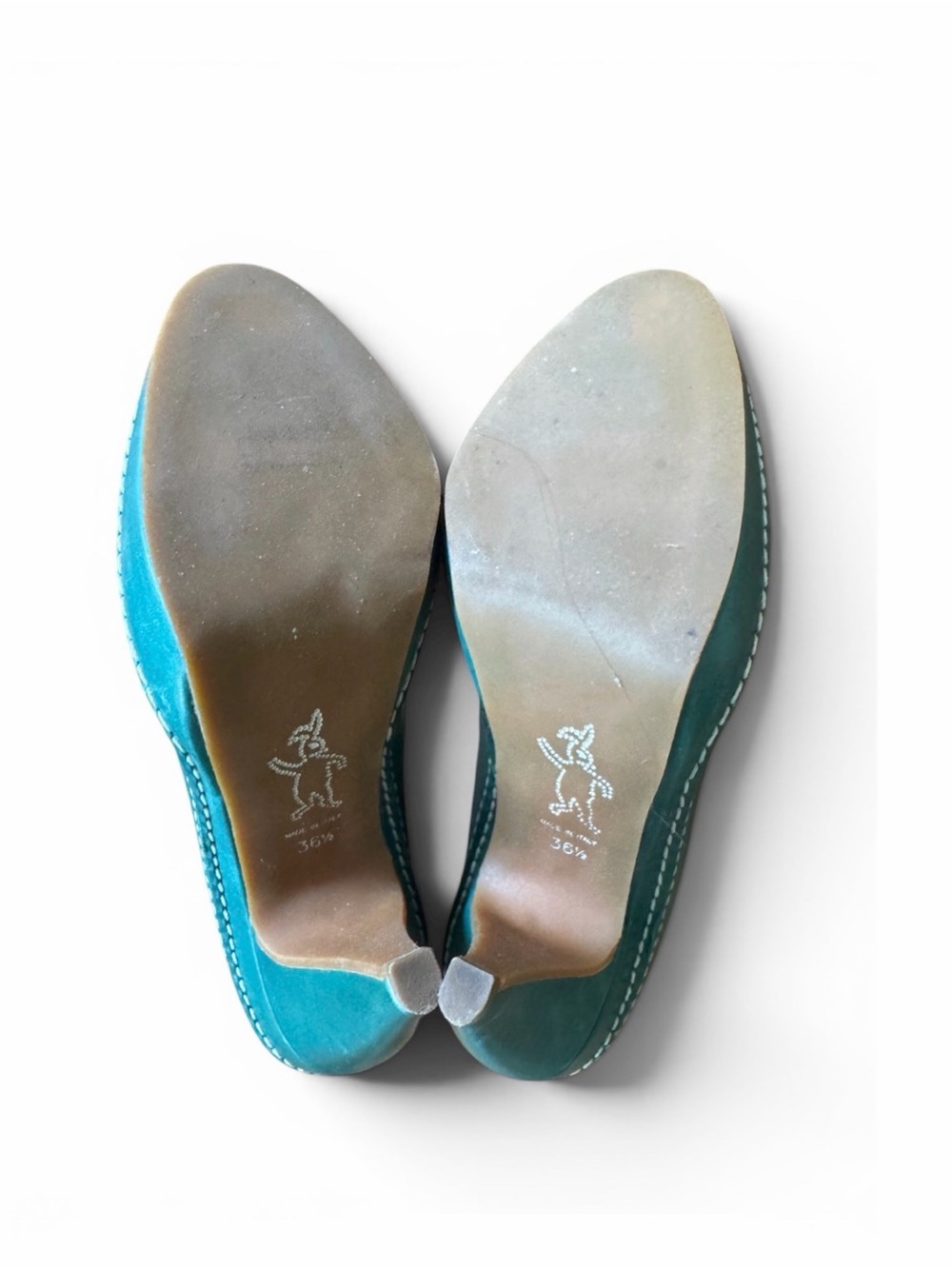 Marni Teal Leather Stitched Platform Pumps - Picture 5 of 5